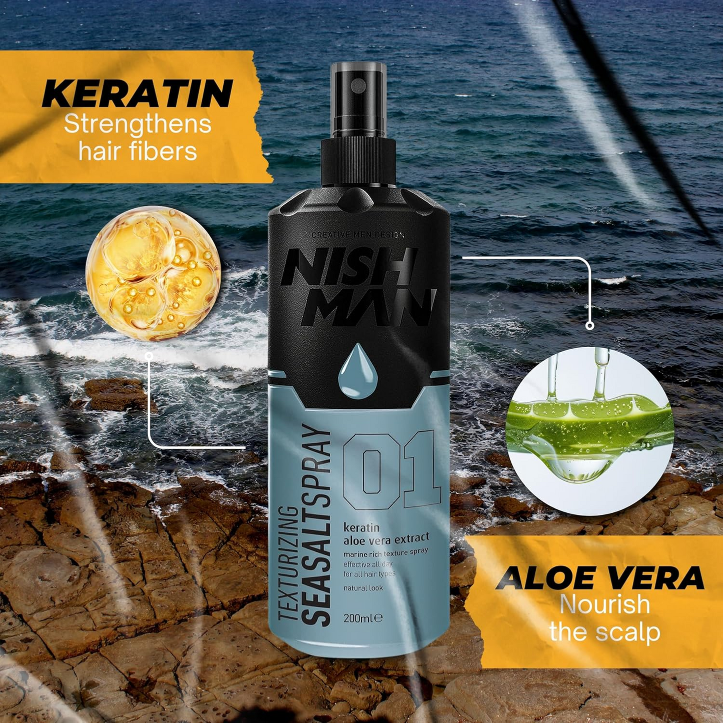 Nishman Texturizador Cabello Sal Marina Con Keratina Y Aloe