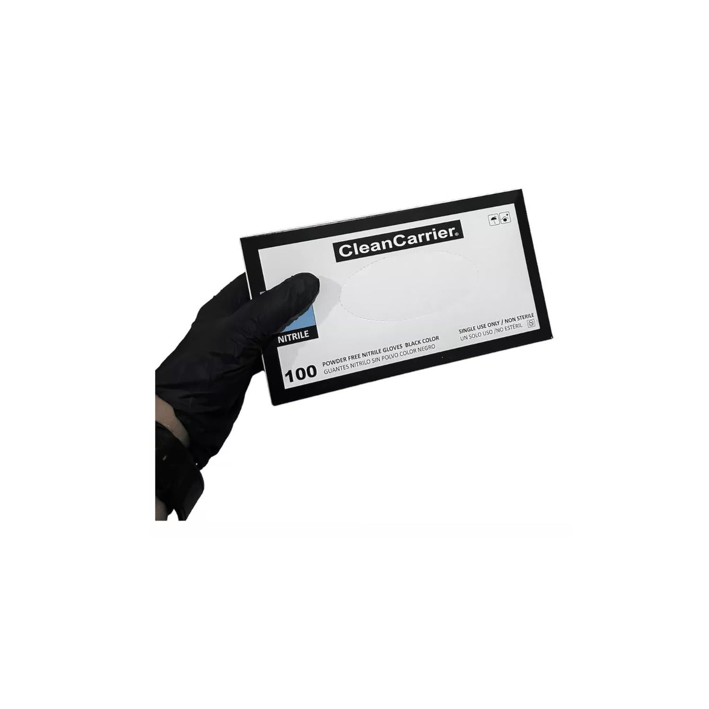 Guantes De Nitrilo Negro Clean Carrier 100un Talla S