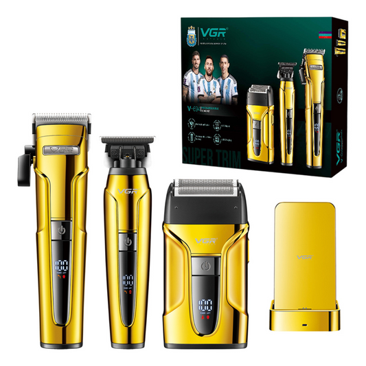 Combo Clipper Trimmer y Shaver Profesional VGR V-694 Dorado