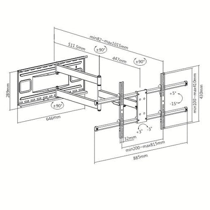 Soporte de tv brazo extralargo Para pantalla de 43"-80" de hasta 50 kg