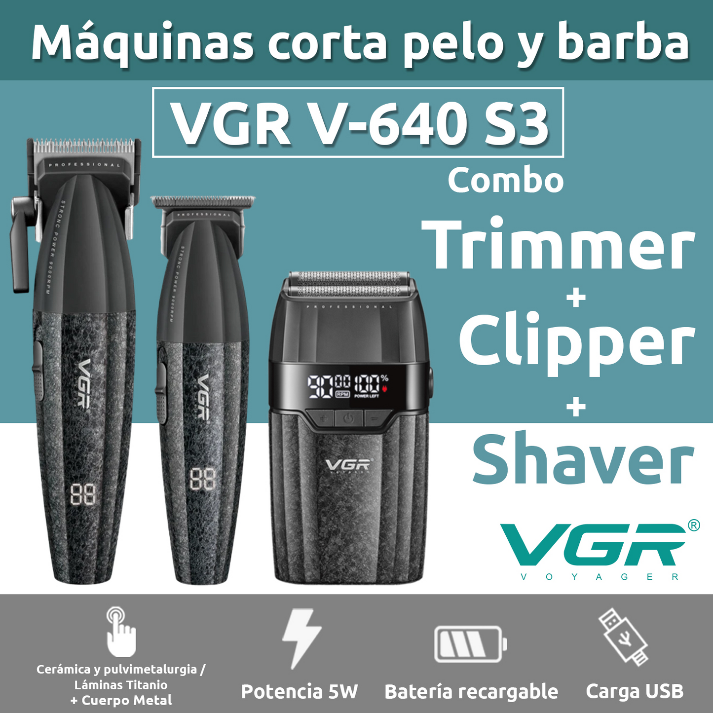VGR Barber Combo V-640S3