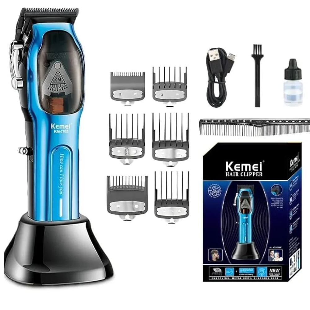 Clipper Kemei KM-1763 9000RPM Con Base De Carga