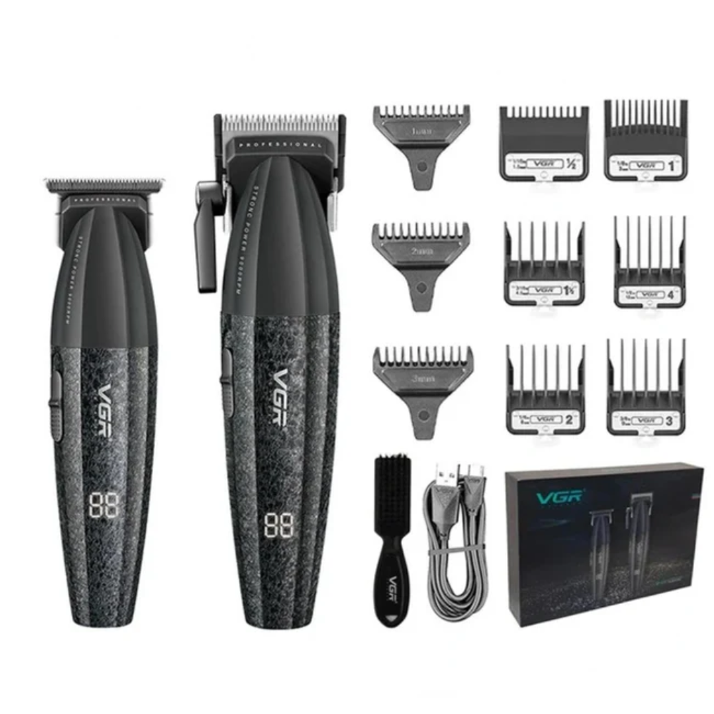 Combo VGR Profesional V640 Clipper y Trimmer 9000RPM Negro