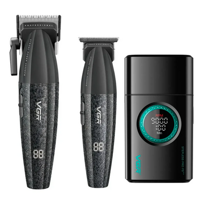 Combo Barber VGR Clipper y Trimmer V-640 y Shaver V-377 Negro