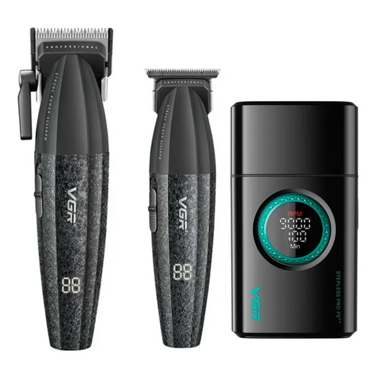 Combo Barber VGR Clipper y Trimmer V-640 y Shaver V-377 Negro