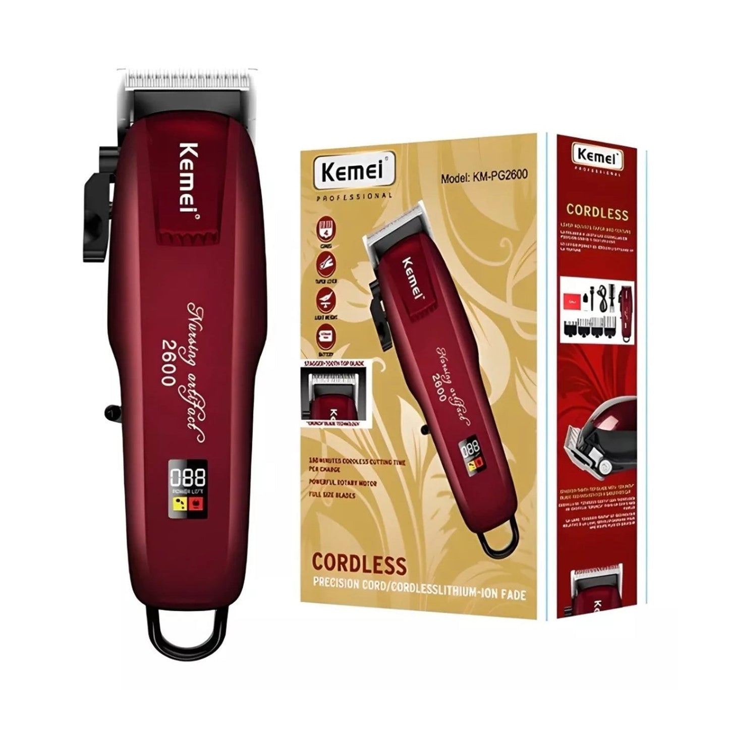 Maquina Cortadora De Pelo Profesional Kemei Km-2600 Barberia