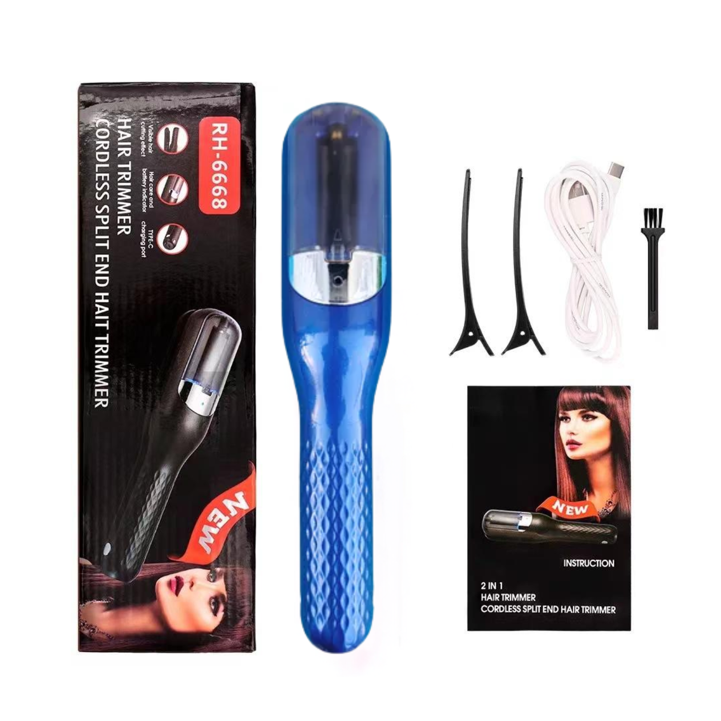Cortadora De Puntas Abiertas Y Dañadas Del Cabello Azul
