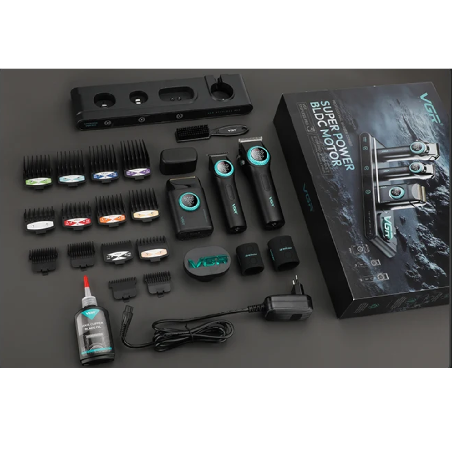 Barber Combo VGR Cortapelo, Patillera Y Afeitadora Negro Stepless 3
