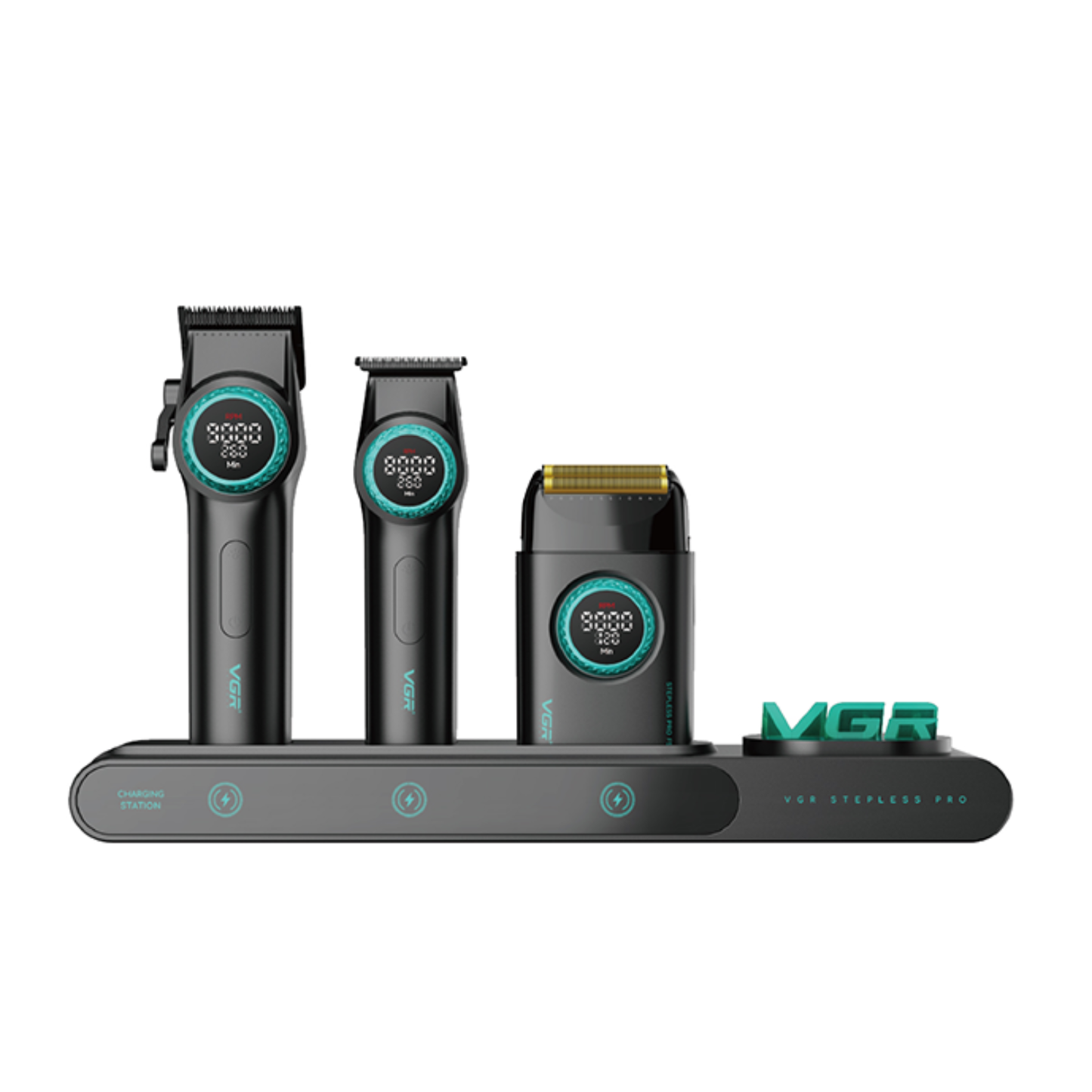 Barber Combo VGR Cortapelo, Patillera Y Afeitadora Negro Stepless 3