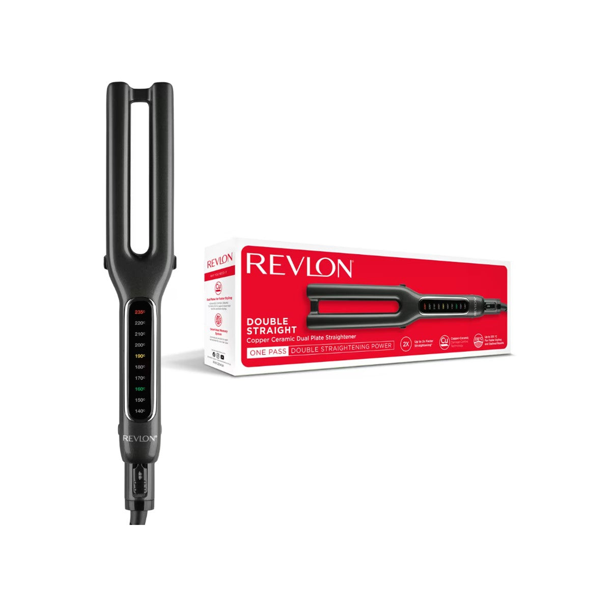 Revlon Plancha de Pelo de Doble placa de Cobre y Cerámica Recta