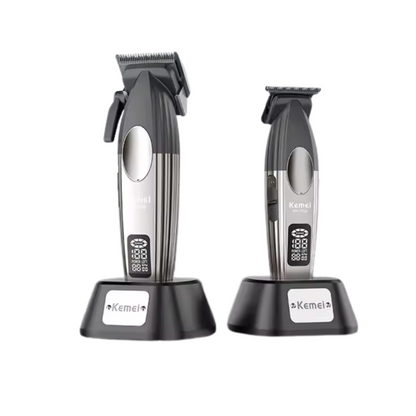 Combo Kemei Cortadora y Patillera con Base 9000 RPM