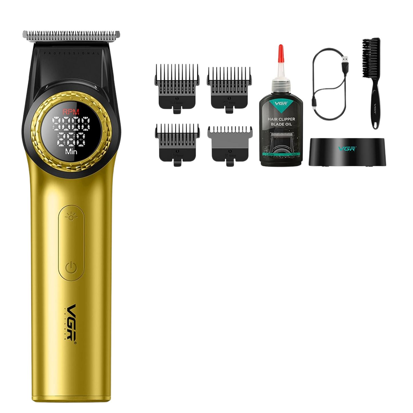 Barber Combo VGR Pro Patilera V-977 + Afeitadora V-377 Dorado