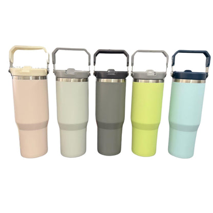 Botella Termica Flip Straw Tumbler 900 Ml Gris Oscuro