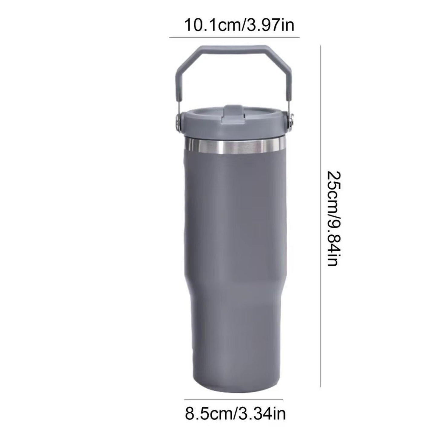 Botella Termica Flip Straw Tumbler 900 Ml Gris Oscuro