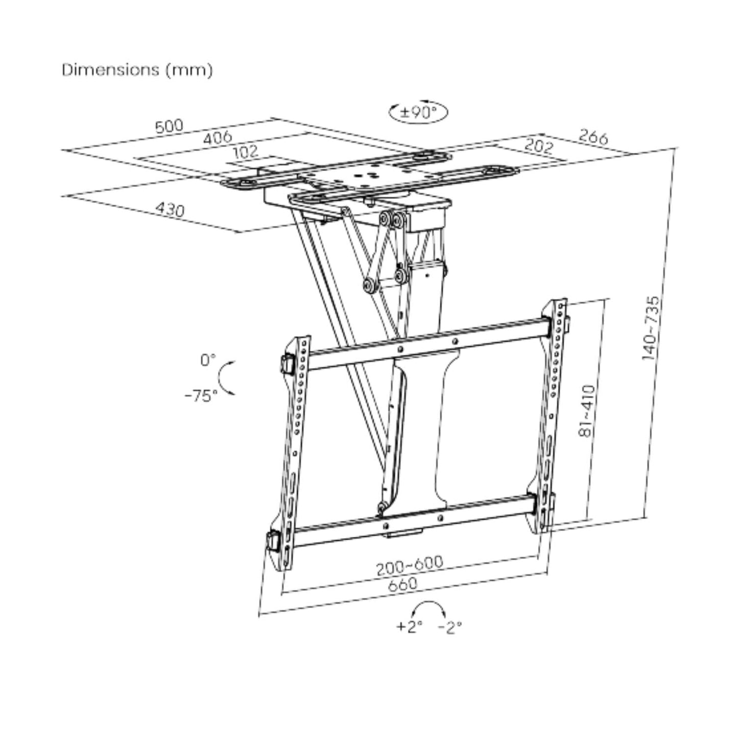 Soporte de TV de Techo Eléctrico Motorizado para de 32"-70"