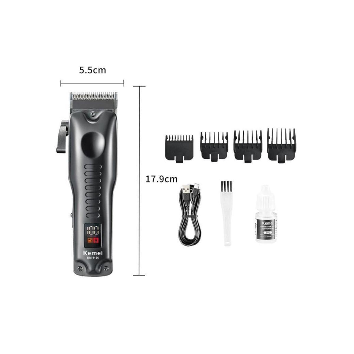 Clipper Kemei 1136  Inalambrica Negro