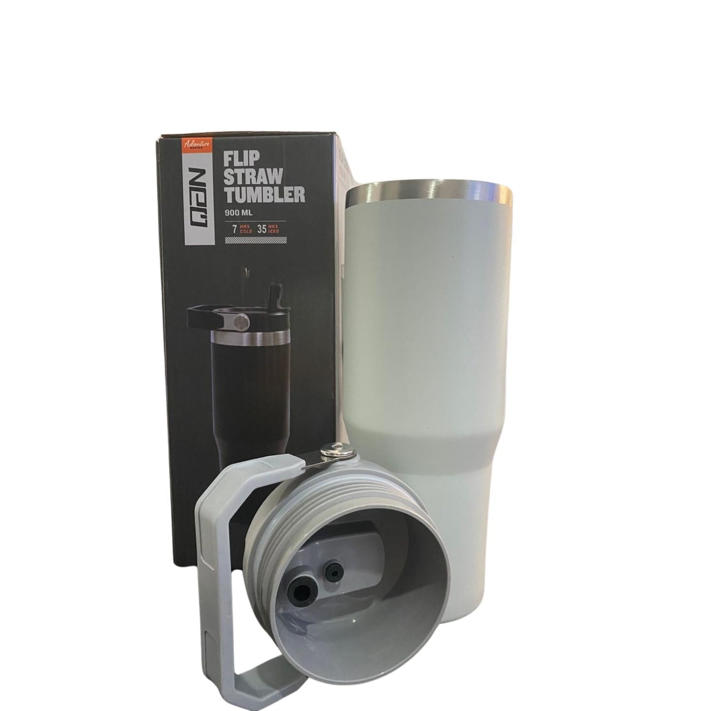 Botella Termica Flip Straw Tumbler 900 Ml Gris Claro
