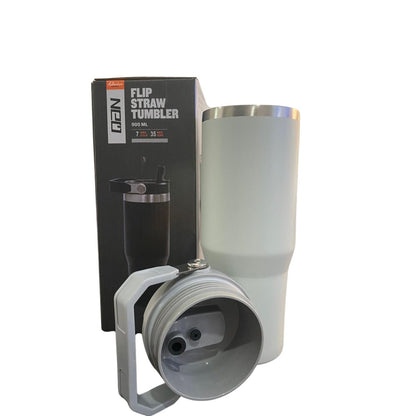 Botella Termica Flip Straw Tumbler 900 Ml Gris Claro
