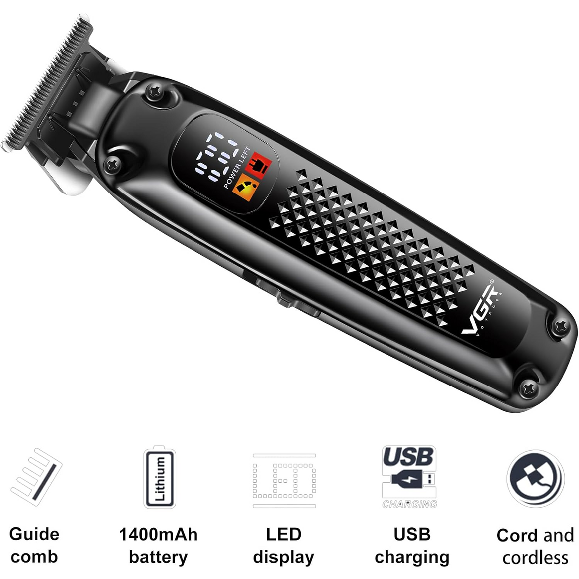 Trimmer Profesional Recargable VGR V-972 Led Usb