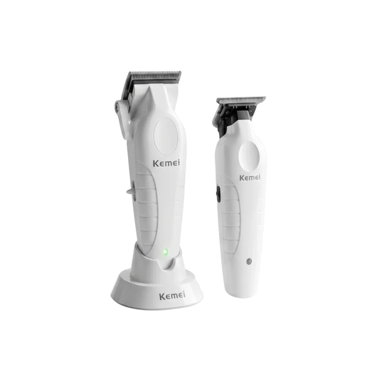 Combo Kemei KM-2296 + KM-2299 Cortapelo y Trimmer Blanco