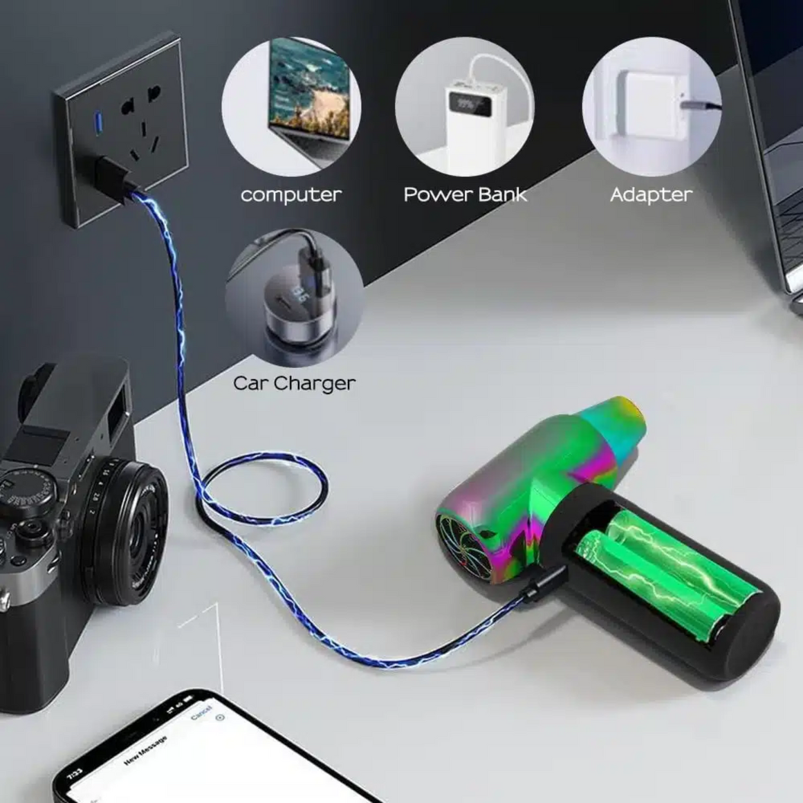Soplador Eléctrico Inalámbrico 120000RPM con Boquillas