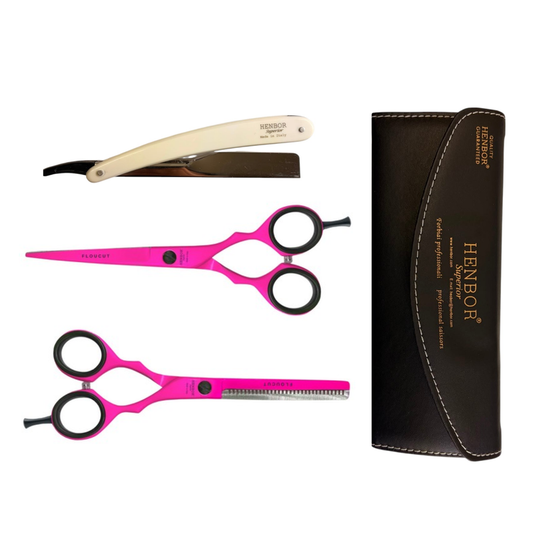 Set Henbor Tijeras Microdentada con Navaja y Estuche