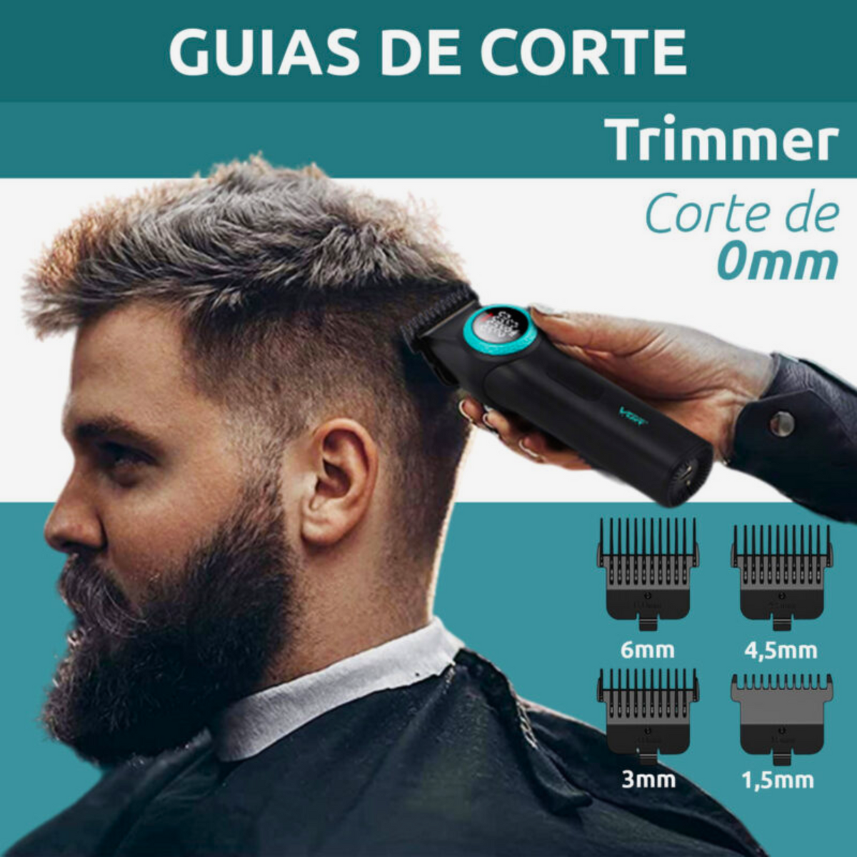 Combo Barber VGR Clipper V001 + Trimmer V977+ Shaver V377 Negro