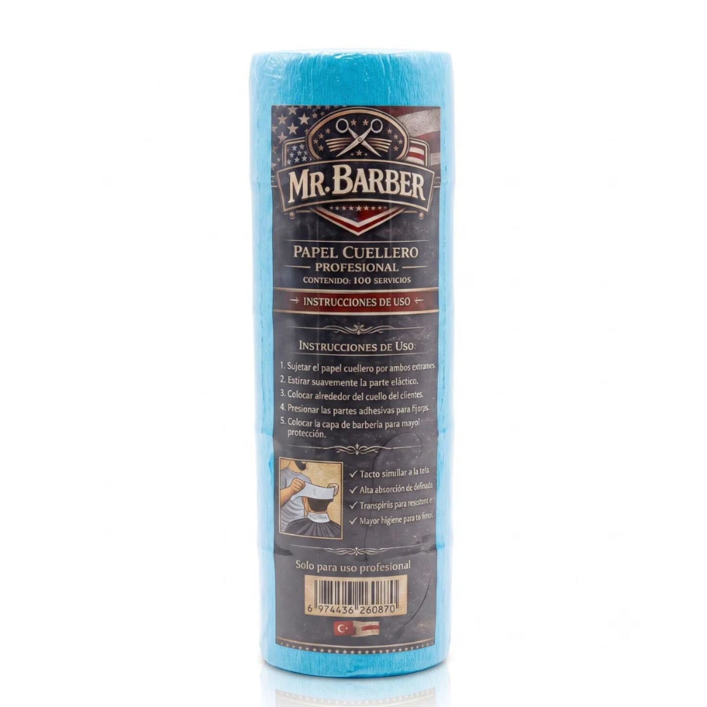 Pack 5 Rollos Papel para Cuello Barbería Azul