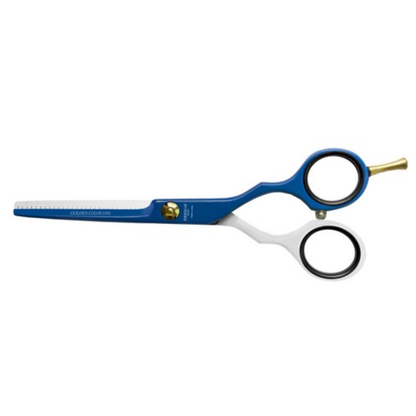 Set Tijeras Henbor Corte y Pulir Azul Blanco con Porta Navaja Azul