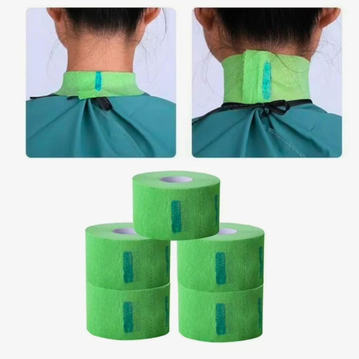 Pack 5 Rollos Papel Cuello Barbería Peluquería Verde