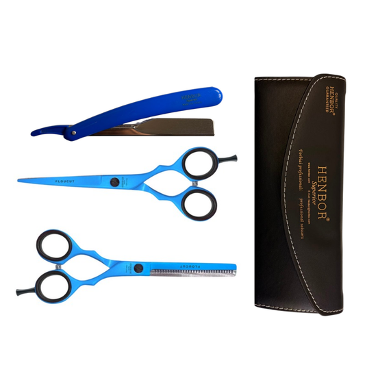 Set Henbor Tijeras Microdentada con Navaja y Estuche