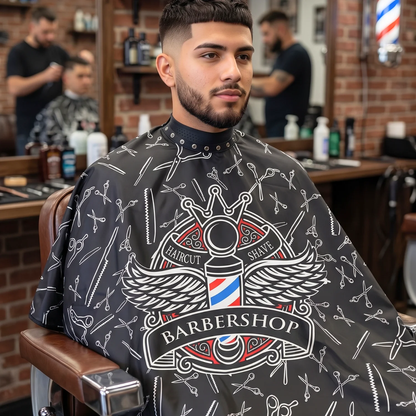 Capa Para Barberia Cuello De Goma Diseño Barbershop