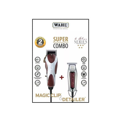 Wahl Combo Barber Clipper Magic Clip Con Cable+ Trimmer Detailer