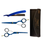 Set Tijeras Henbor Corte y Pulir Azul Blanco con Porta Navaja Azul