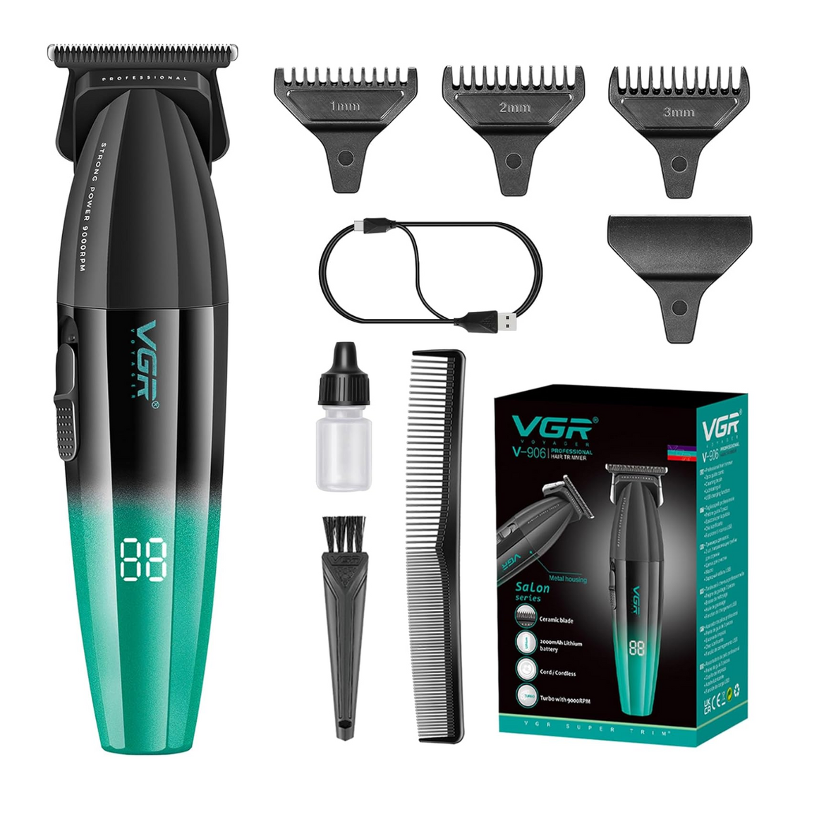 Trimmer Profesional Vgr V-906 Verde 9000 Rpm