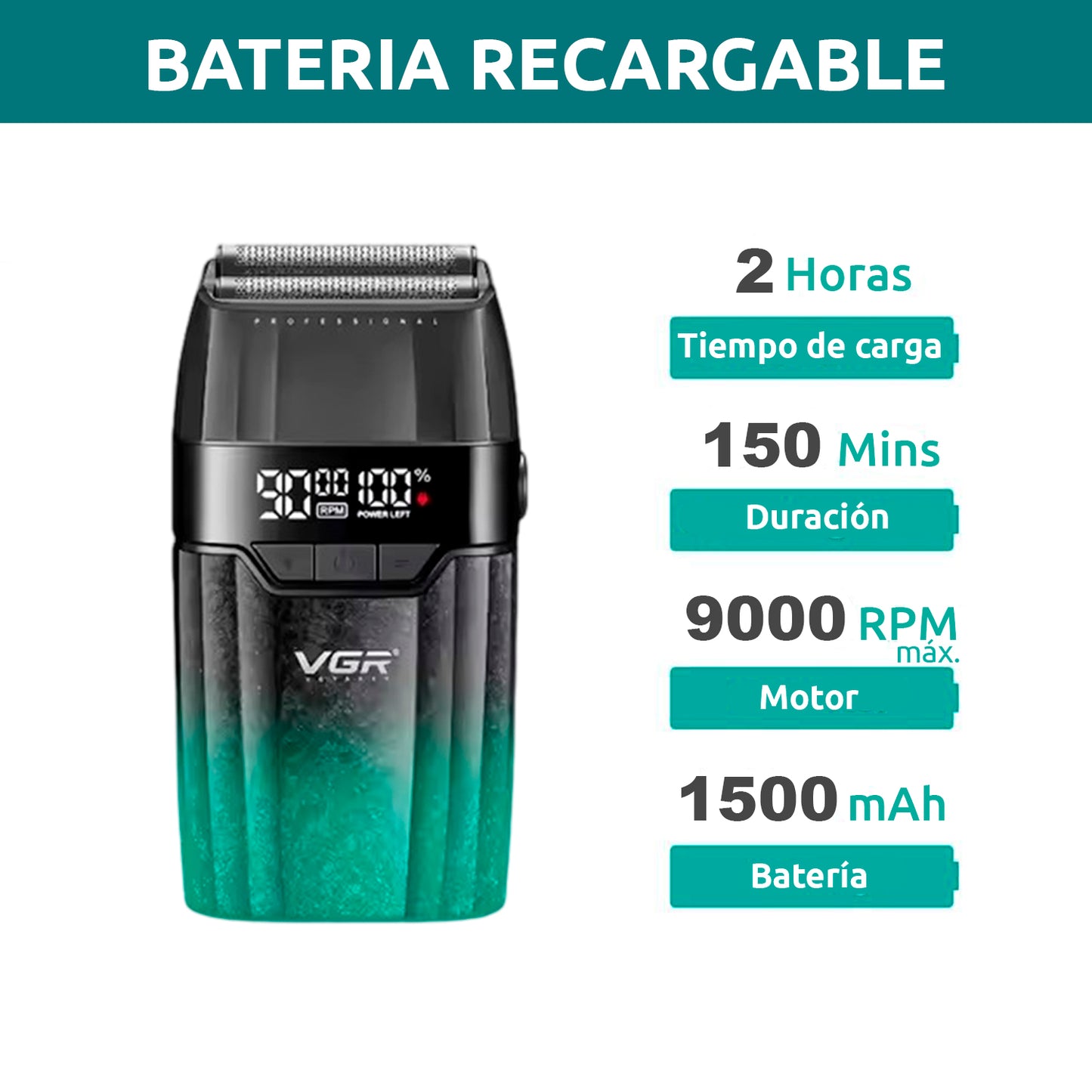 Barber Combo VGR640S3 Cortadora, Patillera y Afeitadora Verde