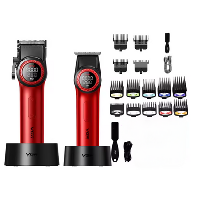 Combo Rojo VGR Pro. Cortapelo V-001 + Patillera V-977