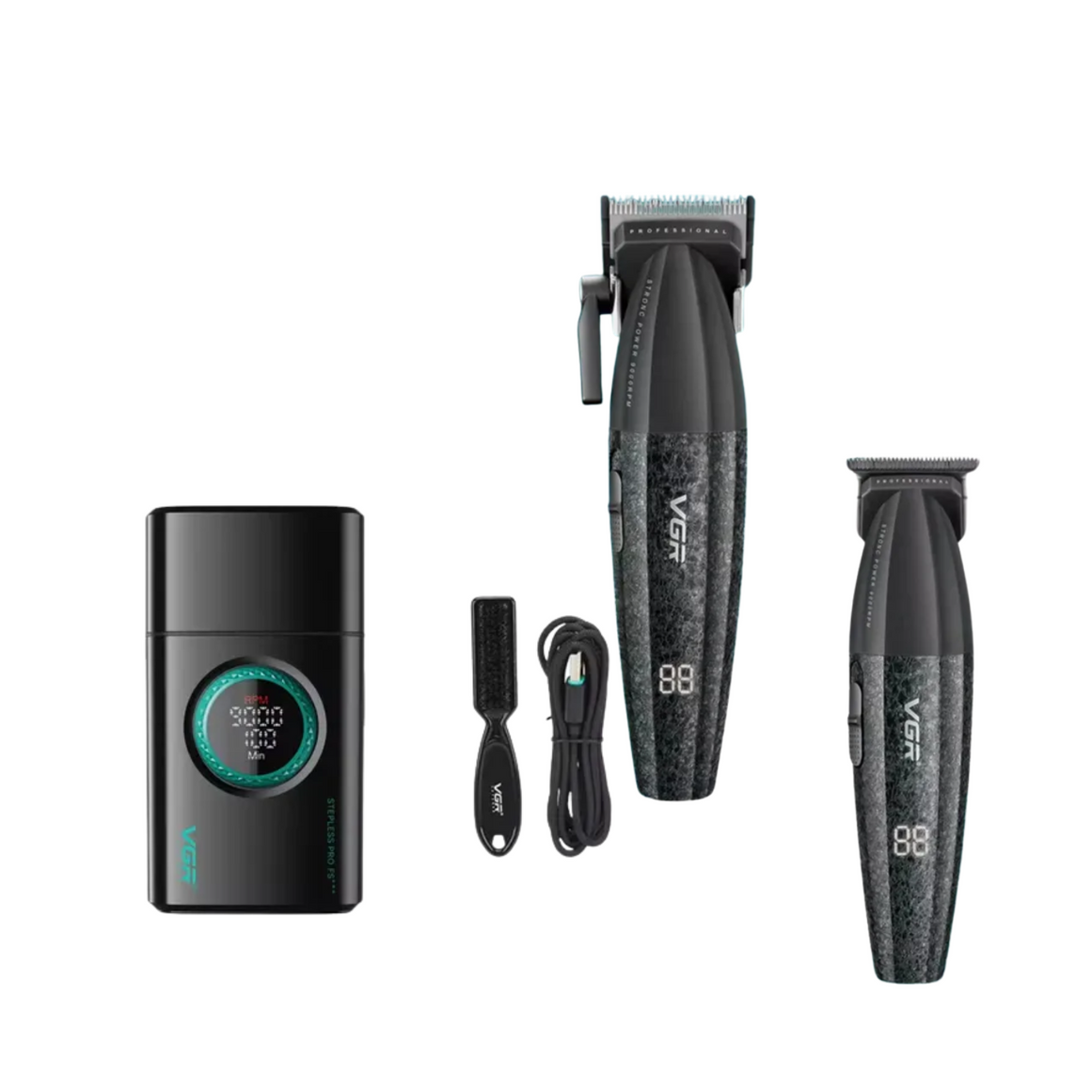 Combo Barber VGR Clipper y Trimmer V-640 y Shaver V-377 Negro