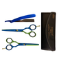 Set Tijeras Henbor Corte y Pulir Azul Verde con Porta Navaja