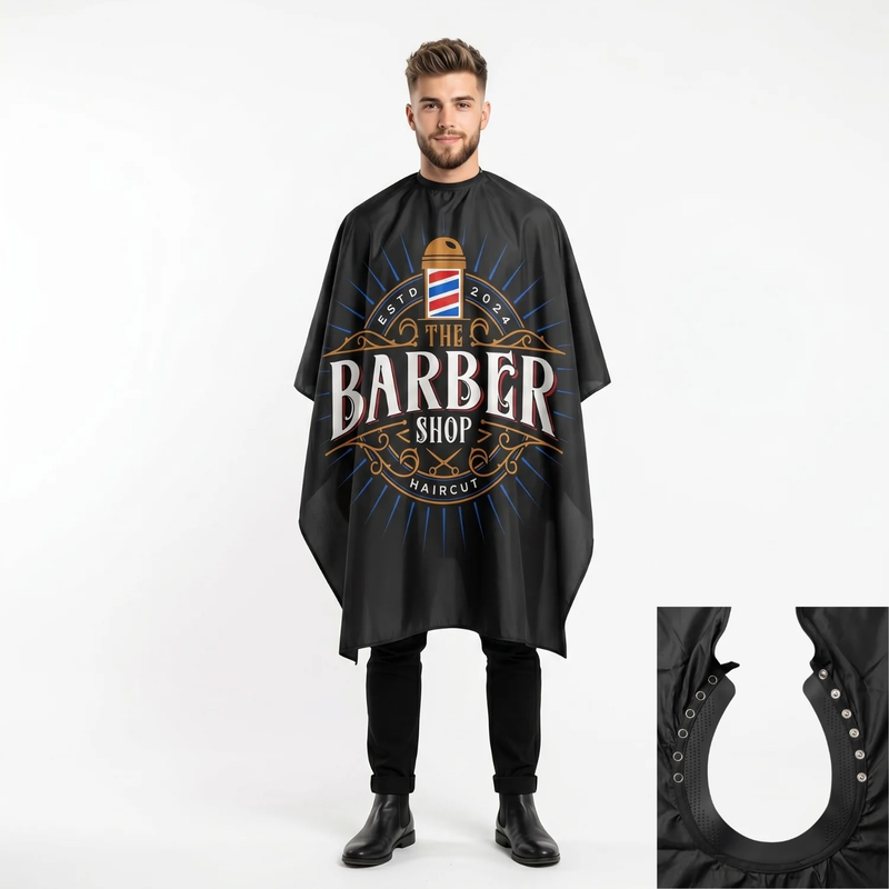 Capa Cuello de Goma BarberShop Color Negro