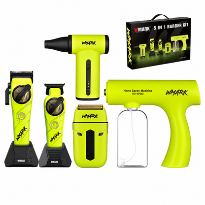 WMARK NG-8637KIT Kit Profesional 5 en 1 para Barbero Verde
