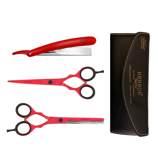 Set Henbor Tijeras Microdentada con Navaja y Estuche