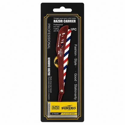 Navaja Profesional Barber Pro Rojo Porta Hojas + 5 Hojas
