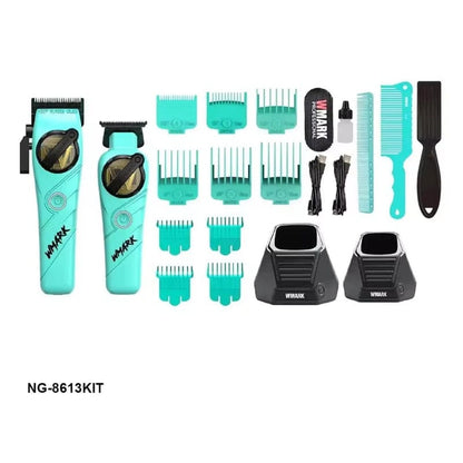 Kit Combo Cortadora De Pelo + Trimmer Wmark NG-8613 Celeste
