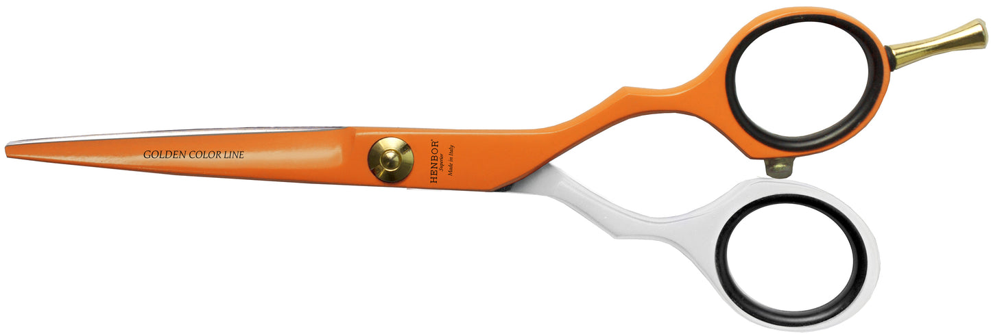 Set Tijeras Henbor Corte y Pulir Blanco Naranja con Porta Navaja Naranja