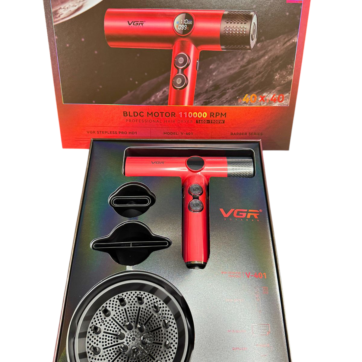 Secador De Pelo VGR Profesional V-401 110.000rpm Frío/ Calor