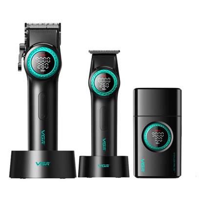 Combo Barber VGR Clipper V001 + Trimmer V977+ Shaver V377 Negro