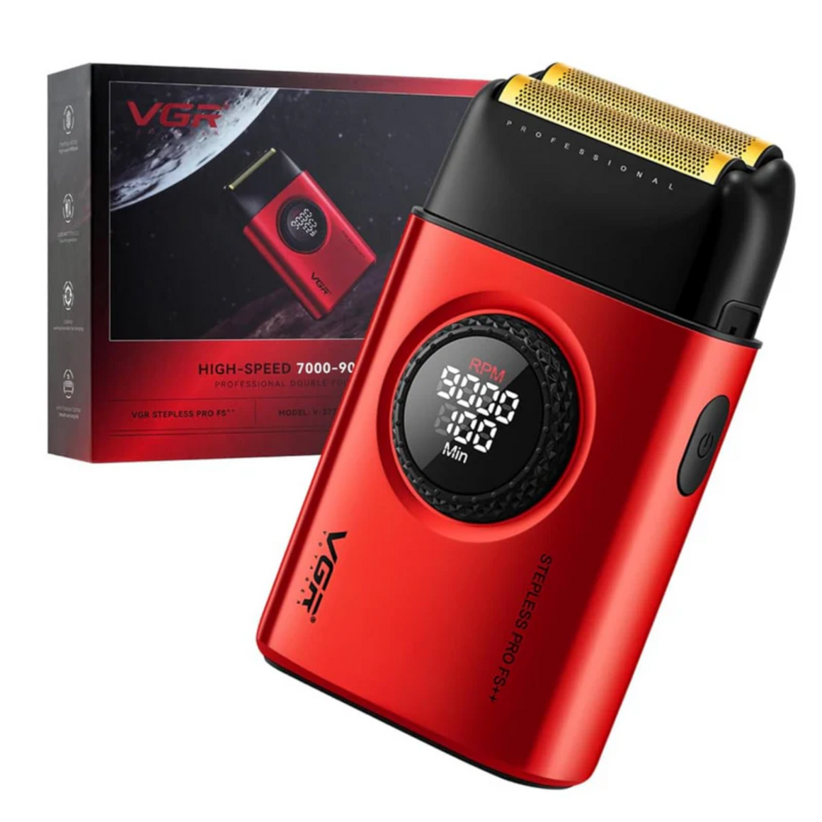 Combo Barber VGR Clipper y Trimmer V-640 y Shaver V-377 Rojo