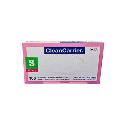 Guantes De Nitrilo Rosado Clean Carrier 100un Talla S