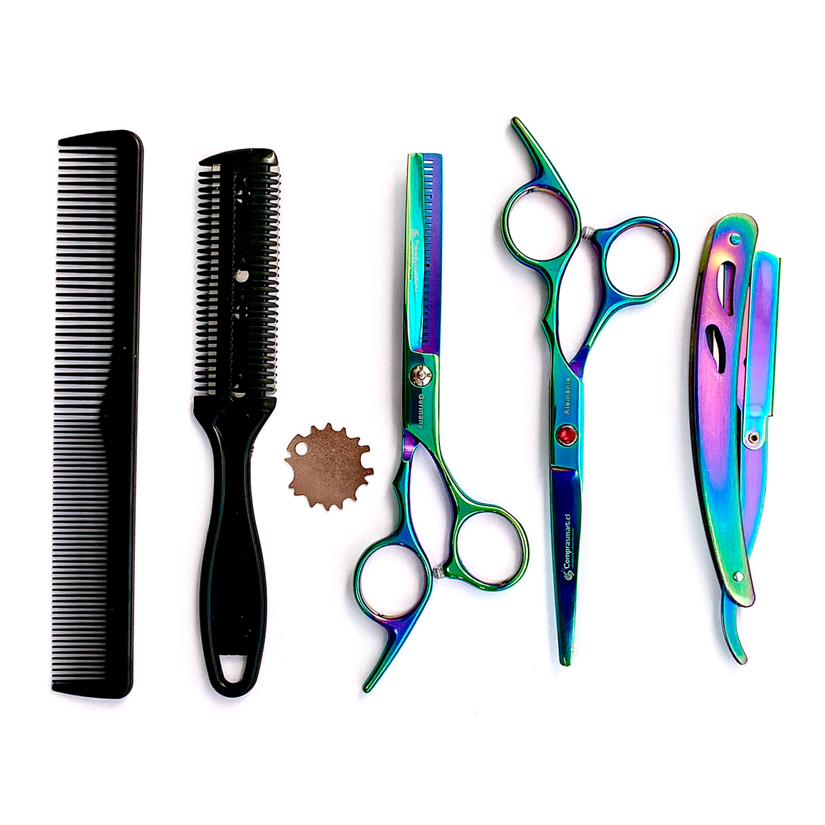 Set Tijera Profesional Peluquería Filo Navaja Esculpidora 6''  Tornasol